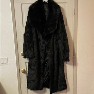 Elegant Black Faux Fur Coat